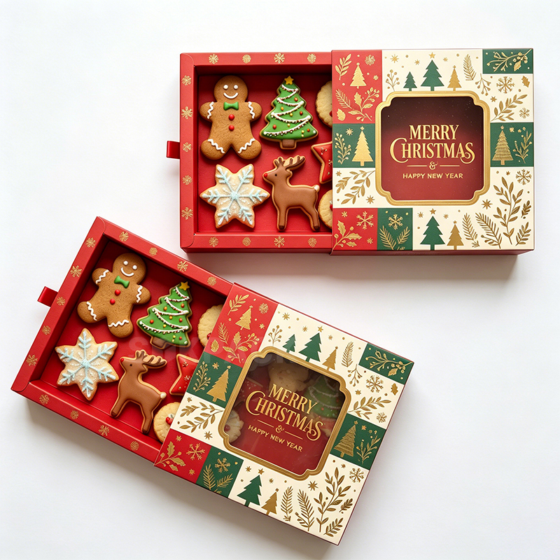 Christmas Drawer Gift Boxes With PVC Window for Cookies & Candies-1