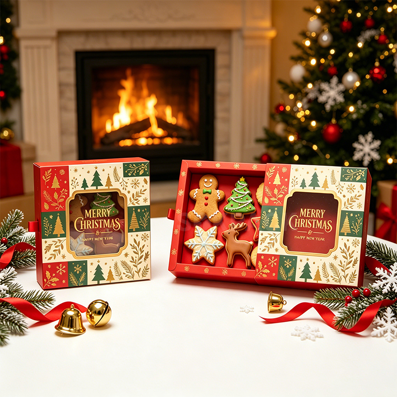 Christmas Drawer Gift Boxes With PVC Window for Cookies & Candies-4